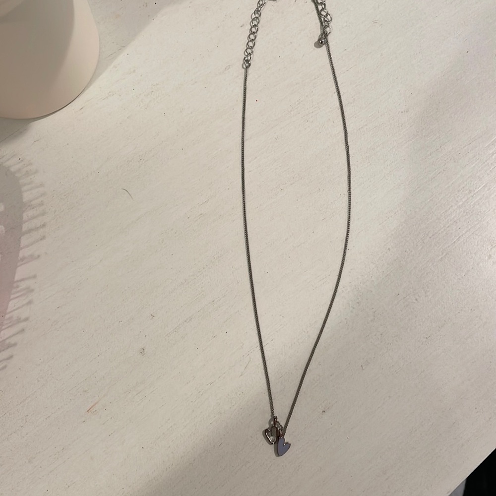 Silver and purple heart necklace